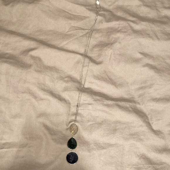 Loft brand necklace, long, dangling, navy blue and gold - Picture 1 of 3